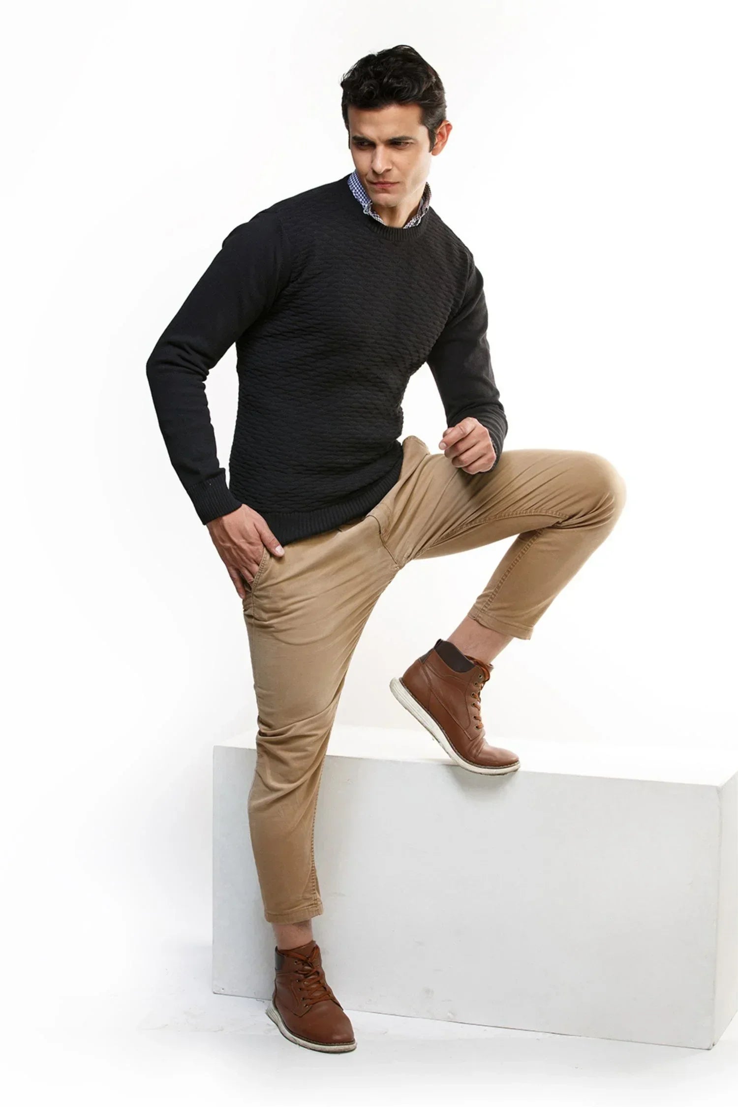 Suéter Nilo en algodón regenerado texturizado – Hombre